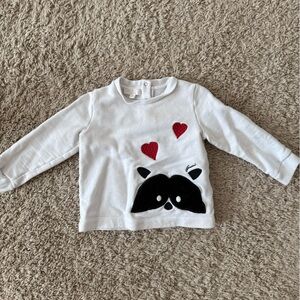 Baby 12-18 months Gucci White Raccoon Shirt with Red Hearts